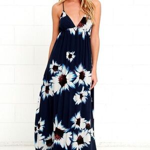 Lovestitch Blue and White Spaghetti Strap Maxi Dress